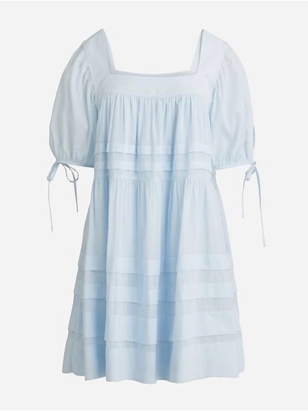J. Crew Cotton Voile Calliste Mini Dress in Soft Sky Blue with Bow Detail